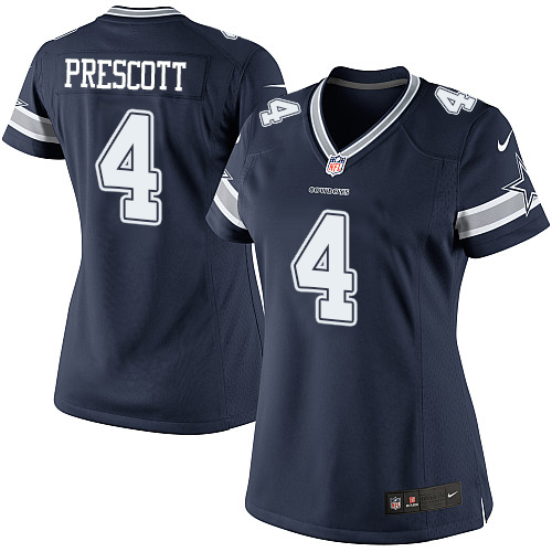 Women's Elite Dak Prescott Nike Jersey Navy Blue Home - #4 NFL Dallas Cowboys